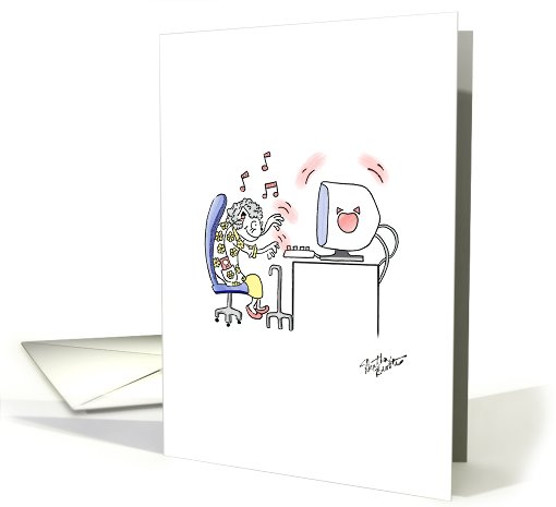 Technologic Grandma Cat - Happy Birthday to Grandmother (Italian) card