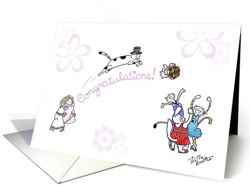 Fluffy the cat's wedding - Congratulations on marriage for bride card