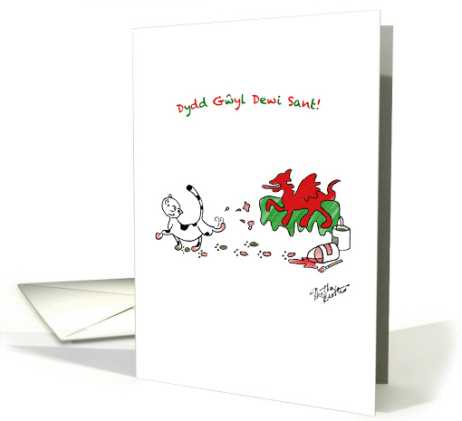 Patriotic Welsh Cat - Happy St. David's Day (Dydd... (832553)