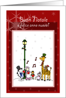 Christmas animals carolling - Buon Natale (Merry Christmas) Italian card