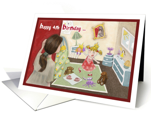 Happy fourth 4th birthday for daughter - Princess dancing in room card