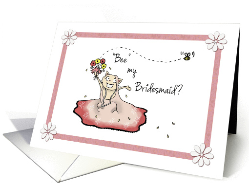 Be My Bridesmaid Invitation for Aunt - Cute cat in... (851282)