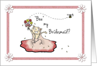 Be My Bridesmaid Invitation for Goddaughter - Cat in bridesmaid dress card