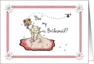 Be My Bridesmaid Invitation for Step Sister - Cat in bridesmaid dress card