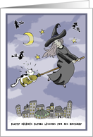 Happy Halloween on Birthday - Cat’s Flying Lesson card