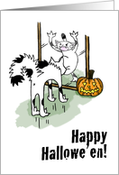 Happy Halloween General - Cat scared of reflection in mirror card