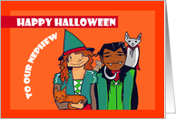 Happy Halloween Nephew - Witch and Vampire card