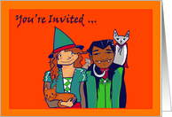 Halloween Party Invitation - Witch and Vampire card