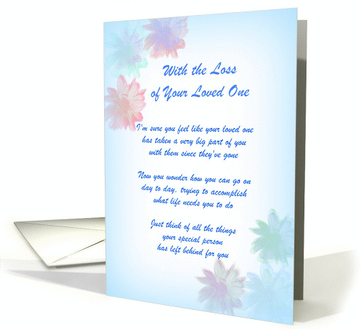 With the Loss of Your Loved One Sympathy Original Poetry card (836878)