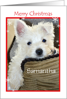 Merry Christmas Cute Puppy - Customisable Name Card