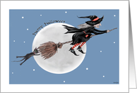 Halloween Wicked Witch and Black Cat card