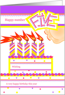 Happy 5th Birthday, Cake with 5 Candles card