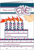 Happy 5th Birthday, Cake with 5 Candles card