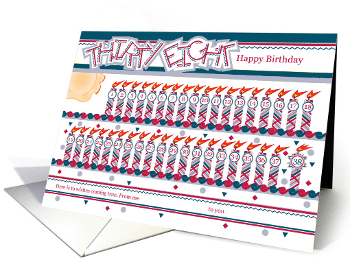 Happy 38th Birthday, Cake with 38 Candles card (842900)