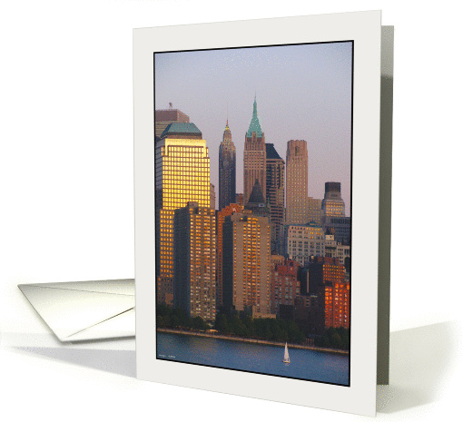 Columbus Day Harbor Sunset in New York City card (863402)