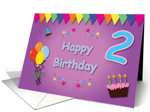 Happy 2nd Birthday Colorful card (834271)