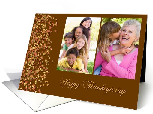 Happy Thanksgiving Leaves 2 Pictures Photo card (855281)