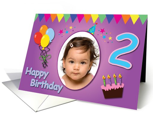 Happy 2nd Birthday Colorful Photo card (855667)