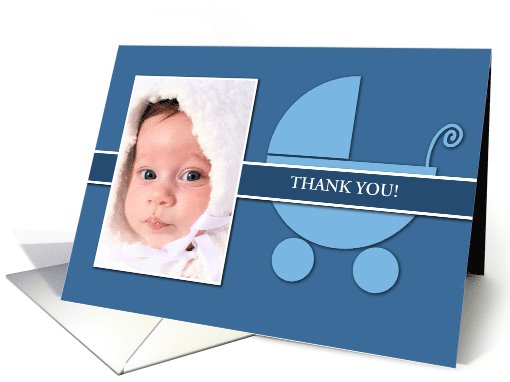 Thank You for the Baby Shower Gift, Blue Stroller Photo card (924207)
