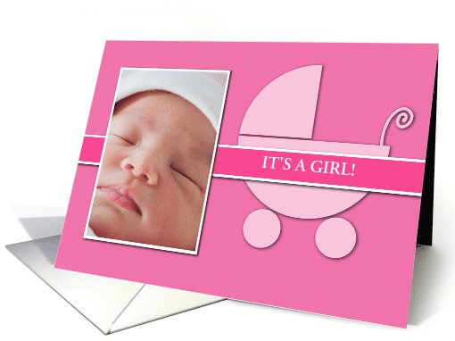 It's a Girl Pink Stroller Photo card (924750)