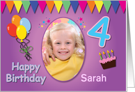 Happy 4th Birthday Photo Card with Name card