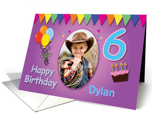 Happy 6th Birthday Photo Card with Name card (925612)