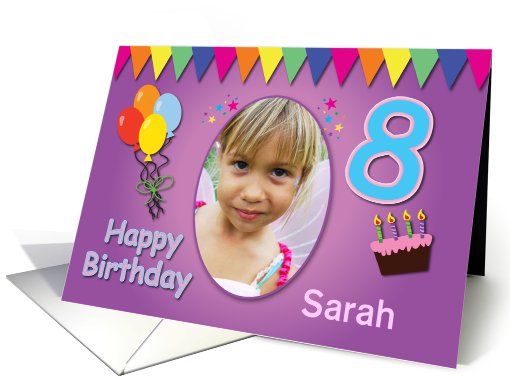Happy 8th Birthday Photo Card with Name card (925622)