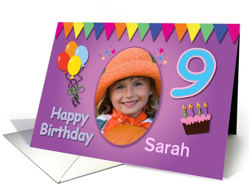 Happy 9th Birthday Photo Card with Name card (925771)