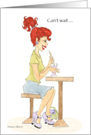 Soda girl with bright red hair card