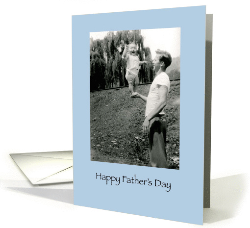 Father's Day Vintage Photo Dad and Baby Balancing act. card (838801)