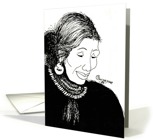 Indian Lady Illustration in Black and White note card (883573)