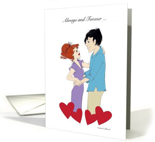 Embracing Couple with hearts card (889930)