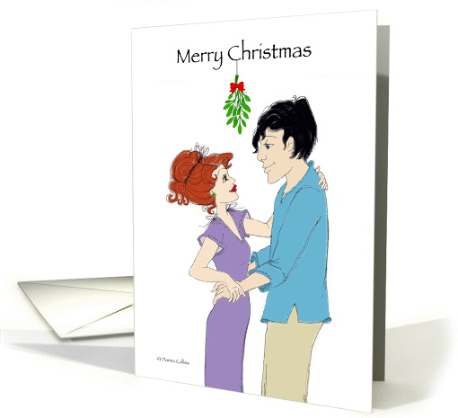 Christmas Mistletoe Couple Engagement card (999947)