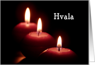 Hvala means Thank You in Slovenian, burning candles card