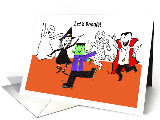 Five Funny and Happy Halloween Characters Having a Party card (868137)