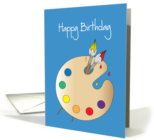 Birthday Card for Artist with palette and brushes card (1009085)