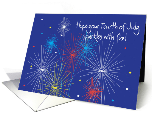 Fourth of July Greetings with colorful fireworks card (1011863)