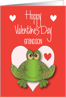 Hand Lettered Valentine for Grandson Hoppy Valentine’s Day with Frog card