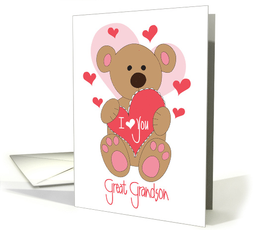 Valentine's for Great Grandson with Heart, I Love You card (1016119)