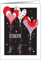 Hand Lettered Valentine’s for Grandpa with Heart-Shaped Balloons card