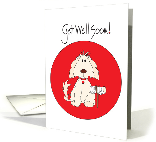 Get Well for Pet Dog with Crutch and Wrapped Paw card (1019761)