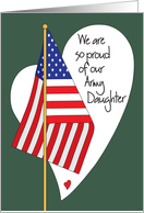 Birthday for Army Daughter, American Flag and Heart card