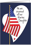 Birthday for Marine Daughter, American Flag and Heart card