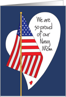 Mother’s Day for Navy Mom, American Flag, Heart & Hand Lettering card