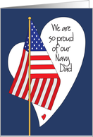 Father’s Day for Navy Dad, American Flag and Heart card