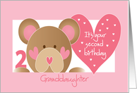 Birthday Two Year Old Granddaughter with Teddy Bear and Hearts card