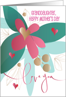 Hand Lettered Mother’s Day for Granddaughter Pink Flower and Hearts card