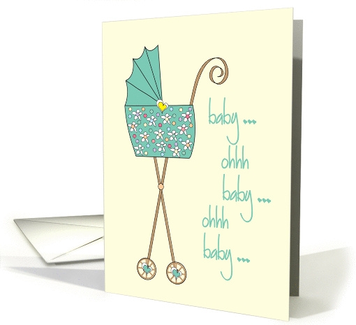 Congratulations for Expecting New Baby with Green Stroller card