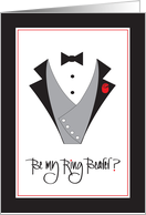 Hand Lettered Invitation to Be Ring Bearer Tuxedo with Red Rose card