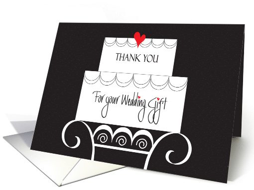 Hand Lettered Thank you for Wedding Gift, Wedding Cake & Stand card